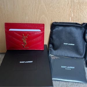 Saint Laurent YSL Card Holder/Small Wallet in Red Perfect gifts